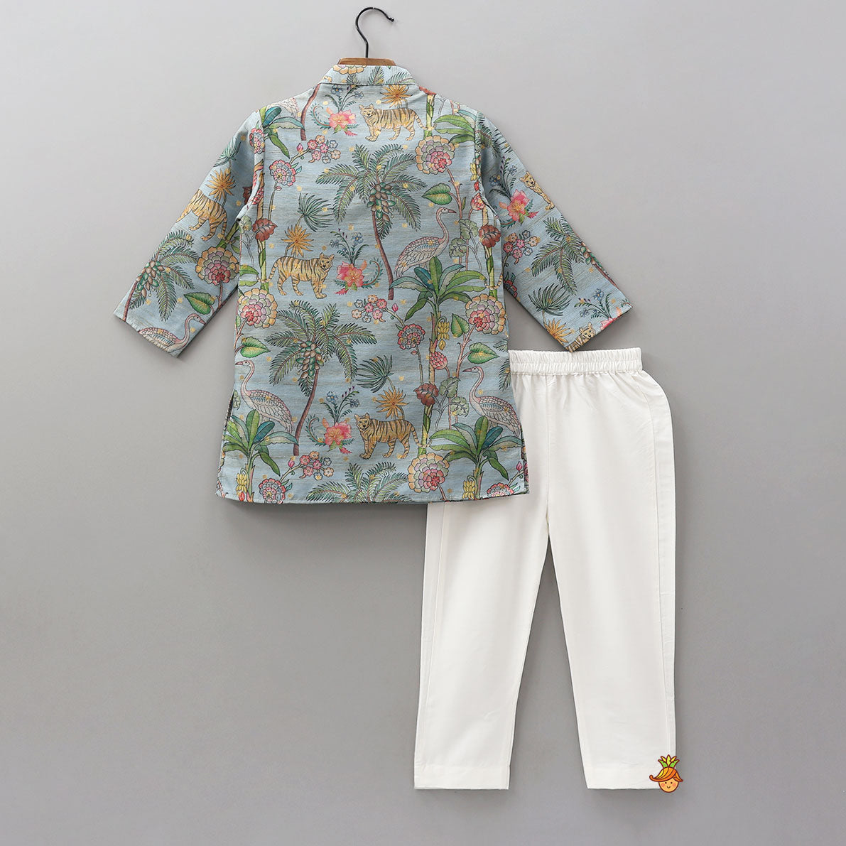Jungle Printed Jacket Style Kurta With Pyjama