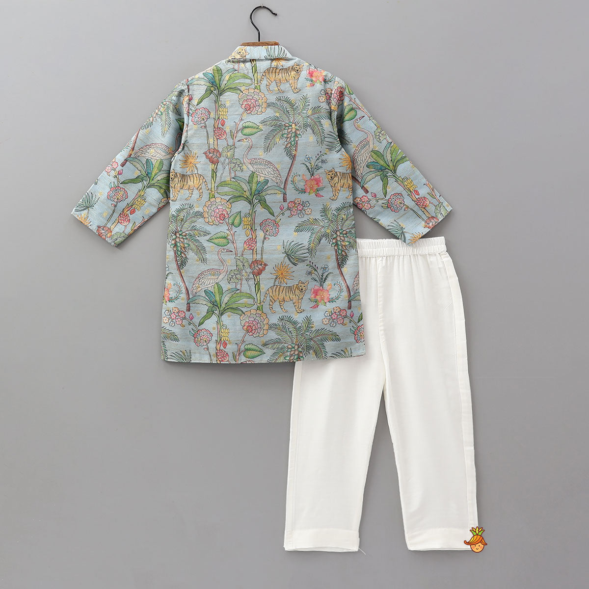 Jungle Printed Jacket Style Kurta With Pyjama