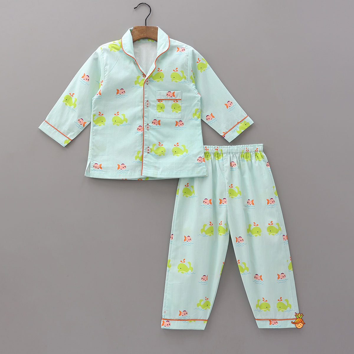 Ocean-Themed Printed Cotton Sleepwear
