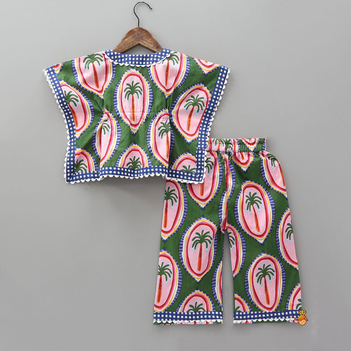 Tropical Tree Print Kaftan And Pyjama With Matching Tote Bag, Eye Mask And Scrunchie