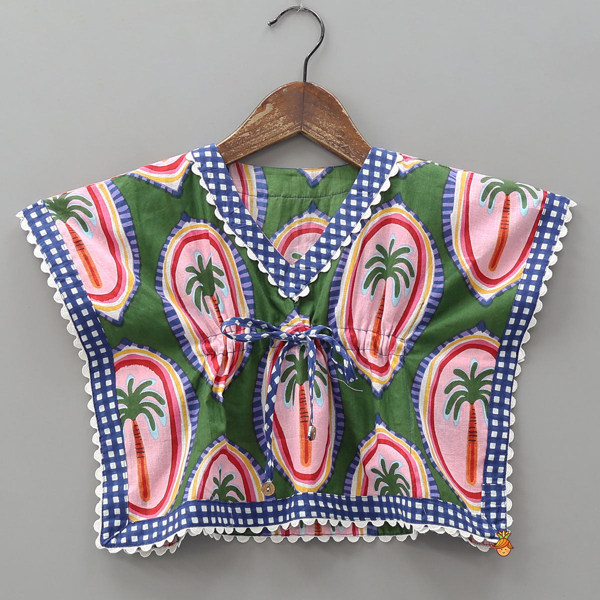 Tropical Tree Print Kaftan And Pyjama With Matching Tote Bag, Eye Mask And Scrunchie