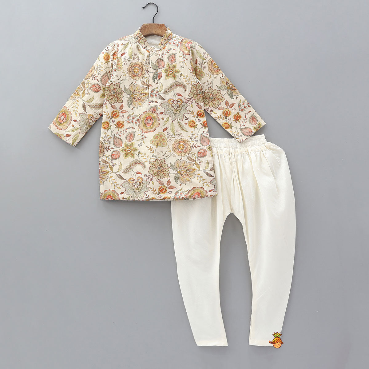 Printed Kurta With Asymmetric Jacket And Churidar