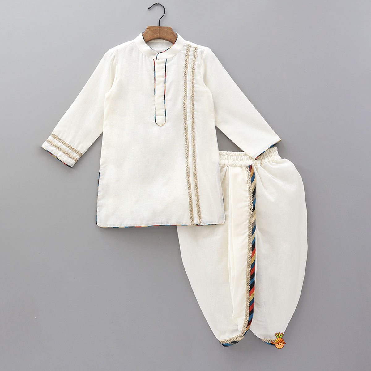 Lace Work Kurta And Matching Dhoti