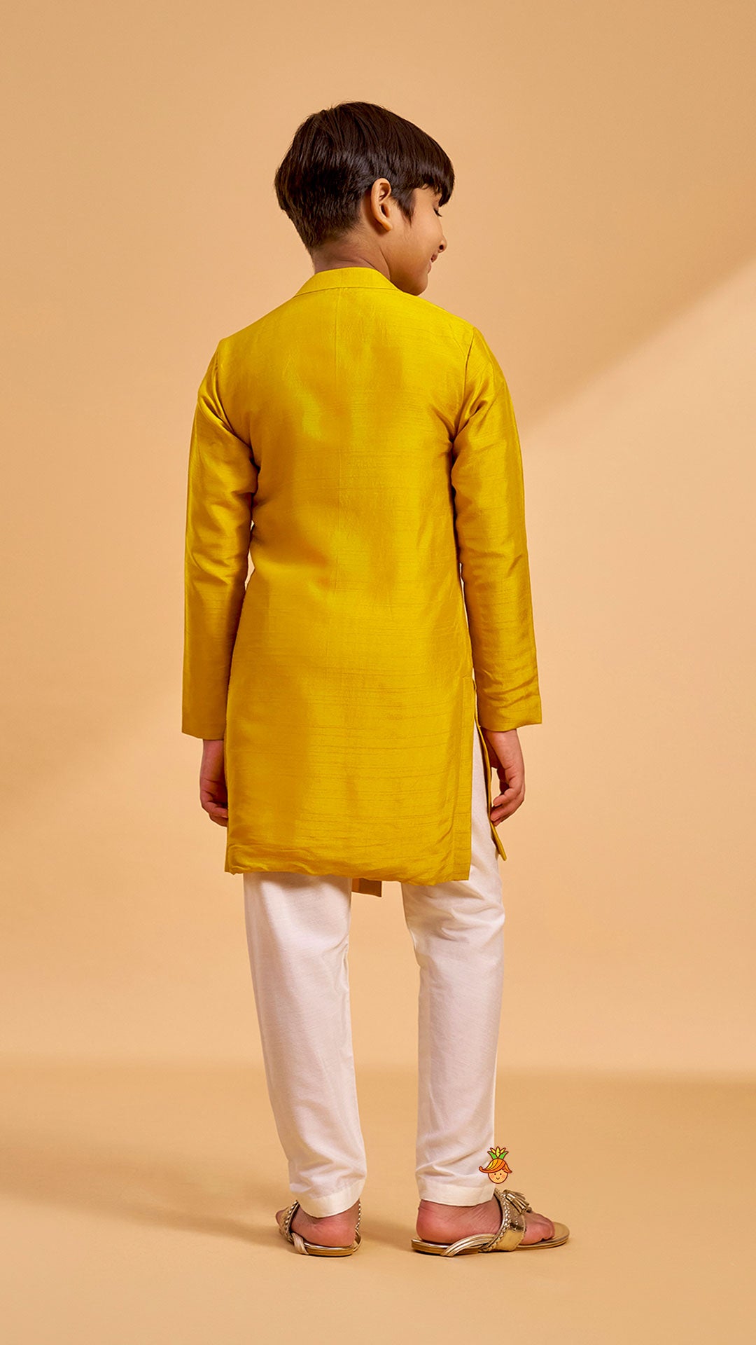 Faux Mirror Work Asymmetric Kurta And Pyjama