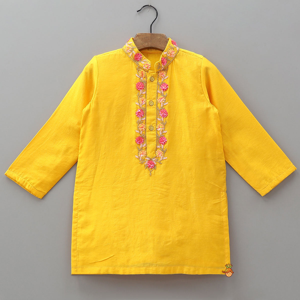 Sequin And Floral Hand Embroidered Kurta With Pyjama