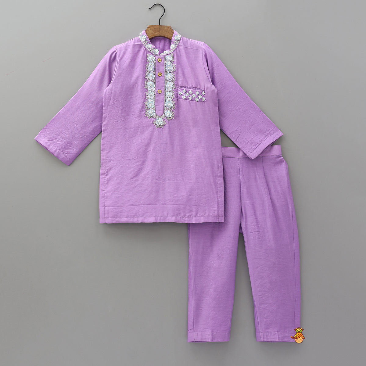 Exquisite Floral Bead And Sequin Embroidered Kurta And Pyjama