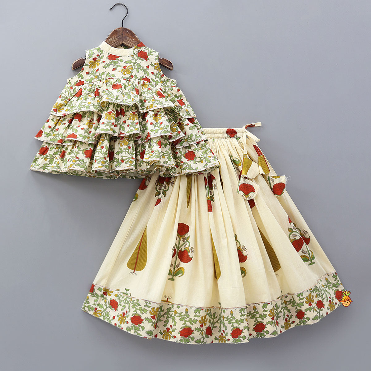 Triple Layered Printed Top And Lehenga