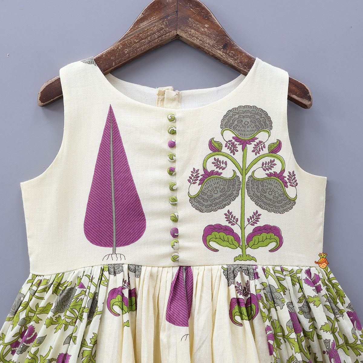 Printed Flared Kurti With Decorative Potli Buttons