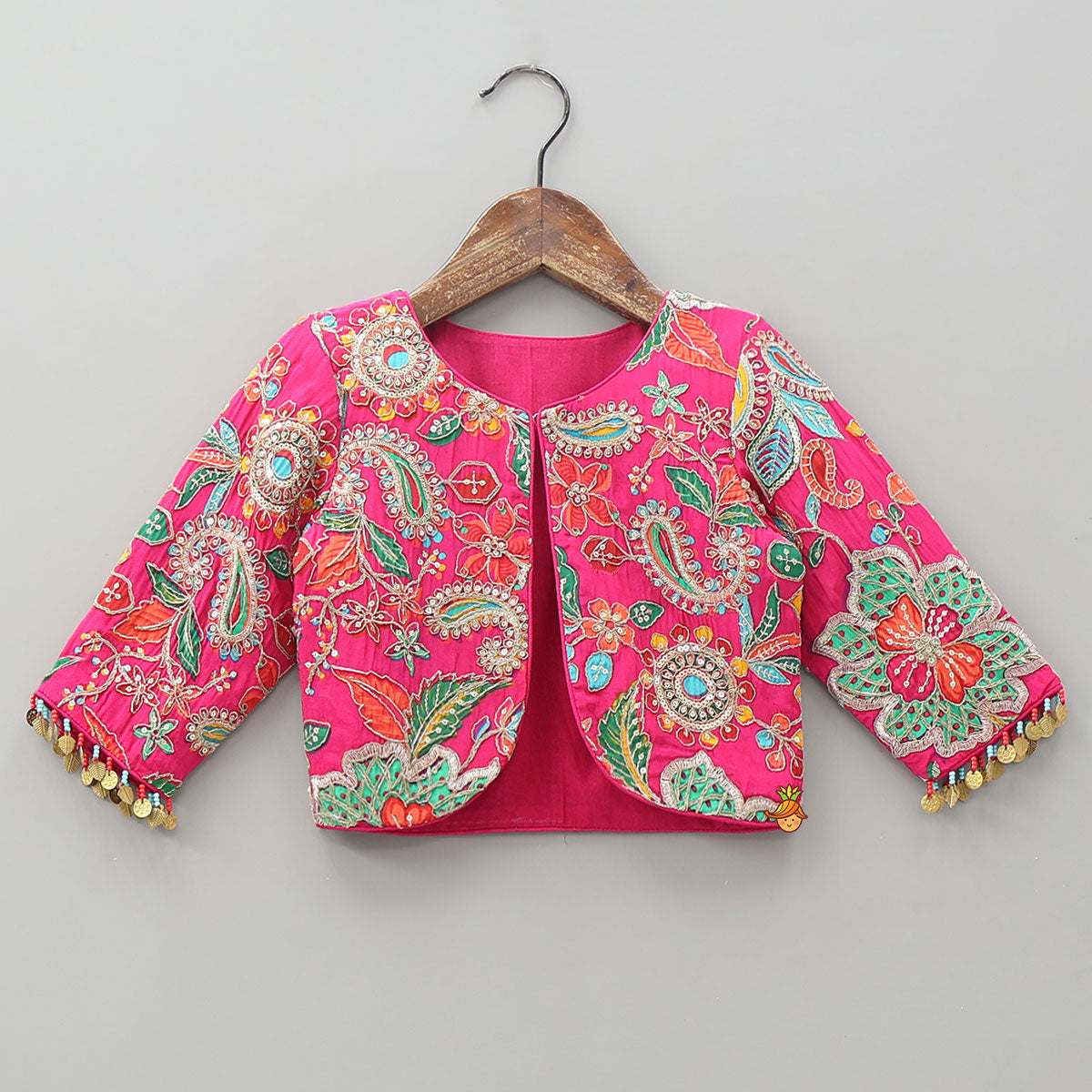 Top With Heavy Embroidered Jacket And Lehenga With Contrasting Dupatta