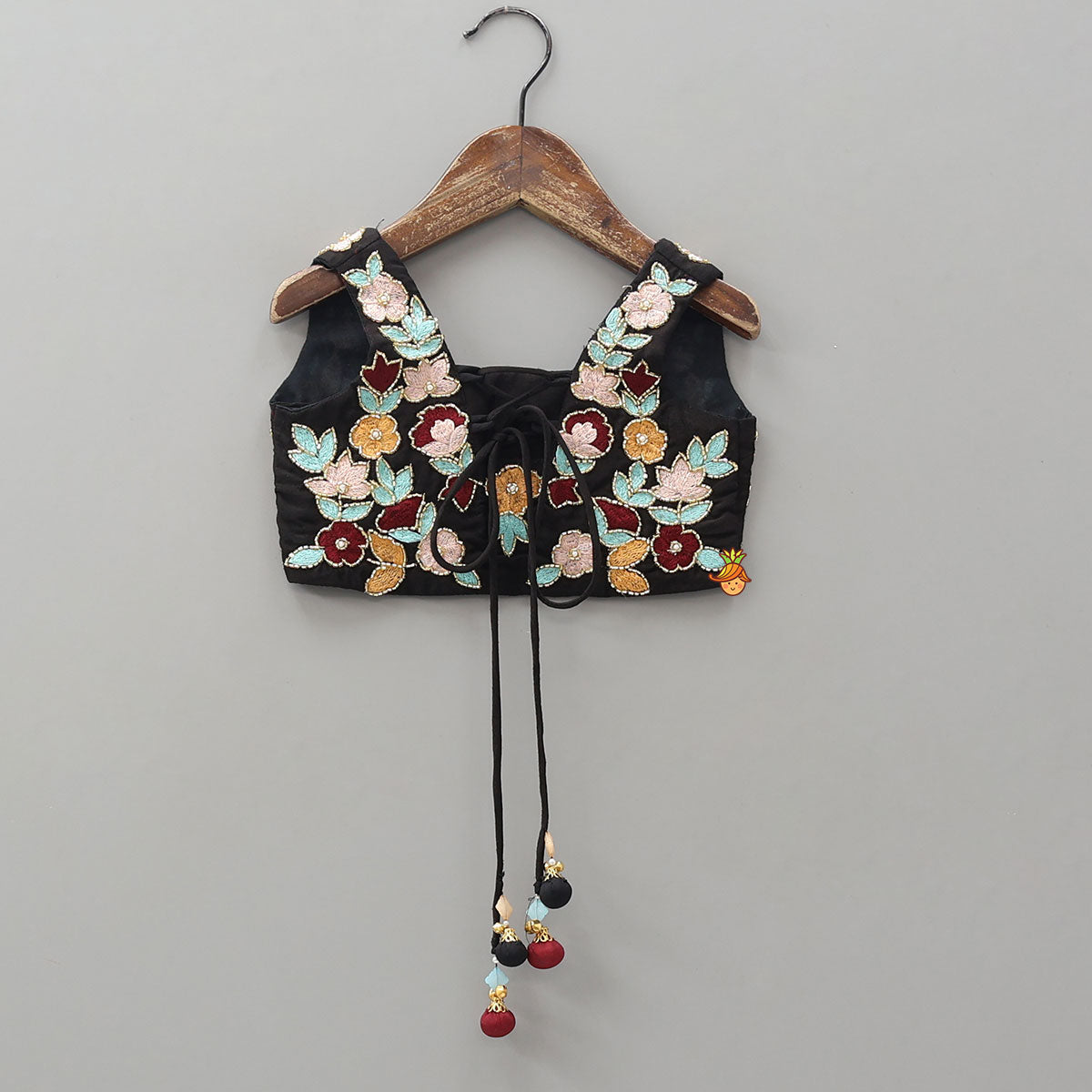 Exquisite Floral Embroidered Embellished Crop Top With Lehenga
