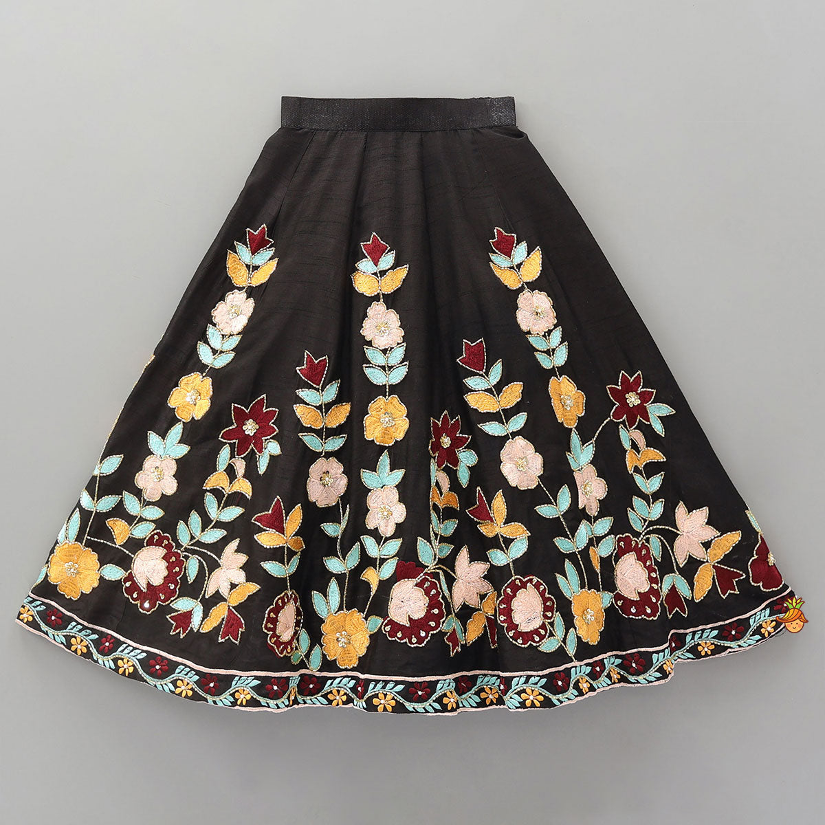 Exquisite Floral Embroidered Embellished Crop Top With Lehenga