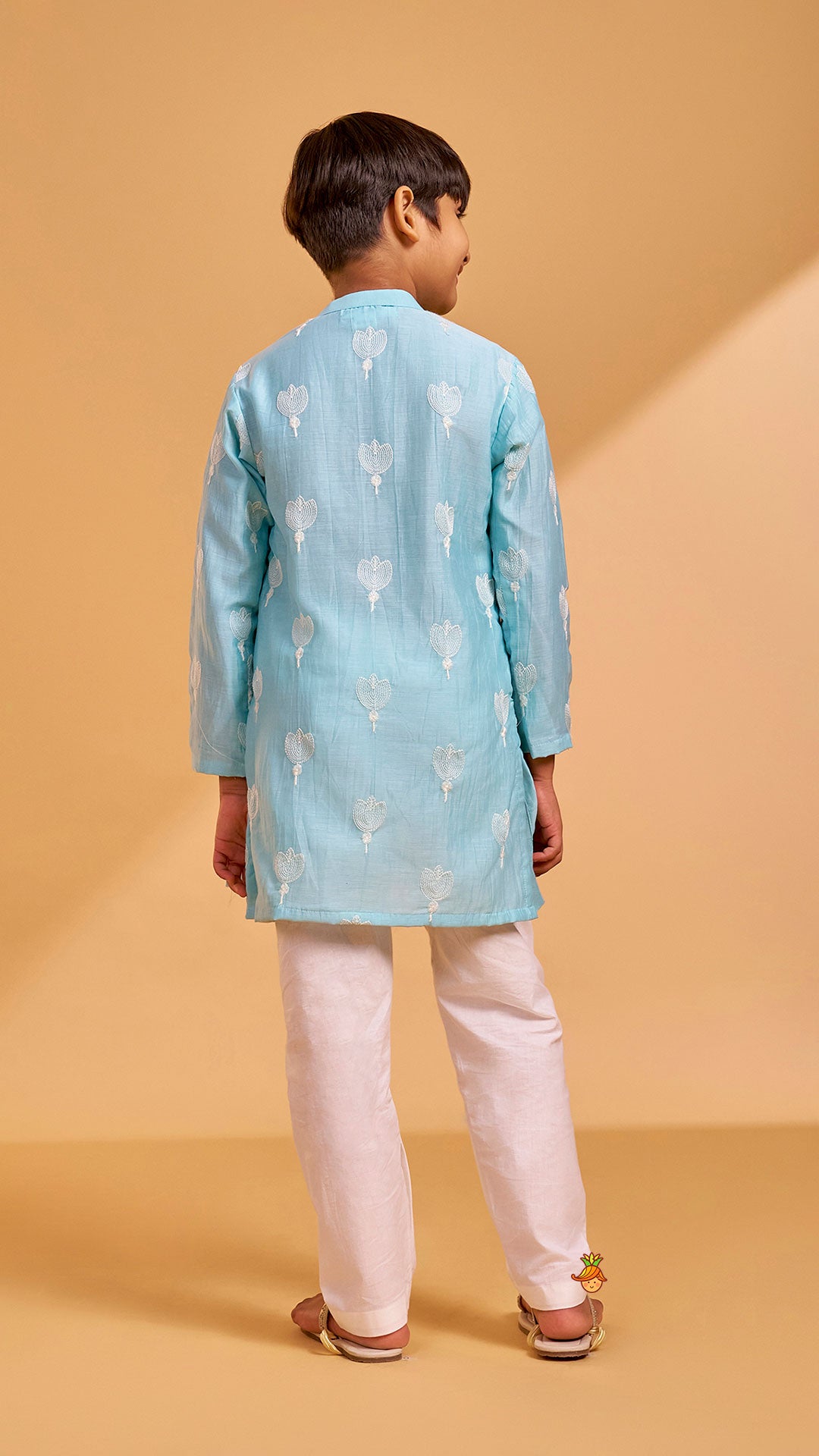Stylish Asymmetric Floral Thread Embroidered Kurta With Pyjama