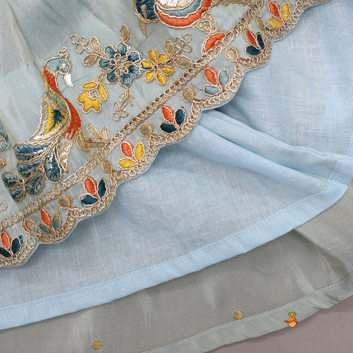 Layered Shimmery Kurti And Sharara With Contrasting Dupatta