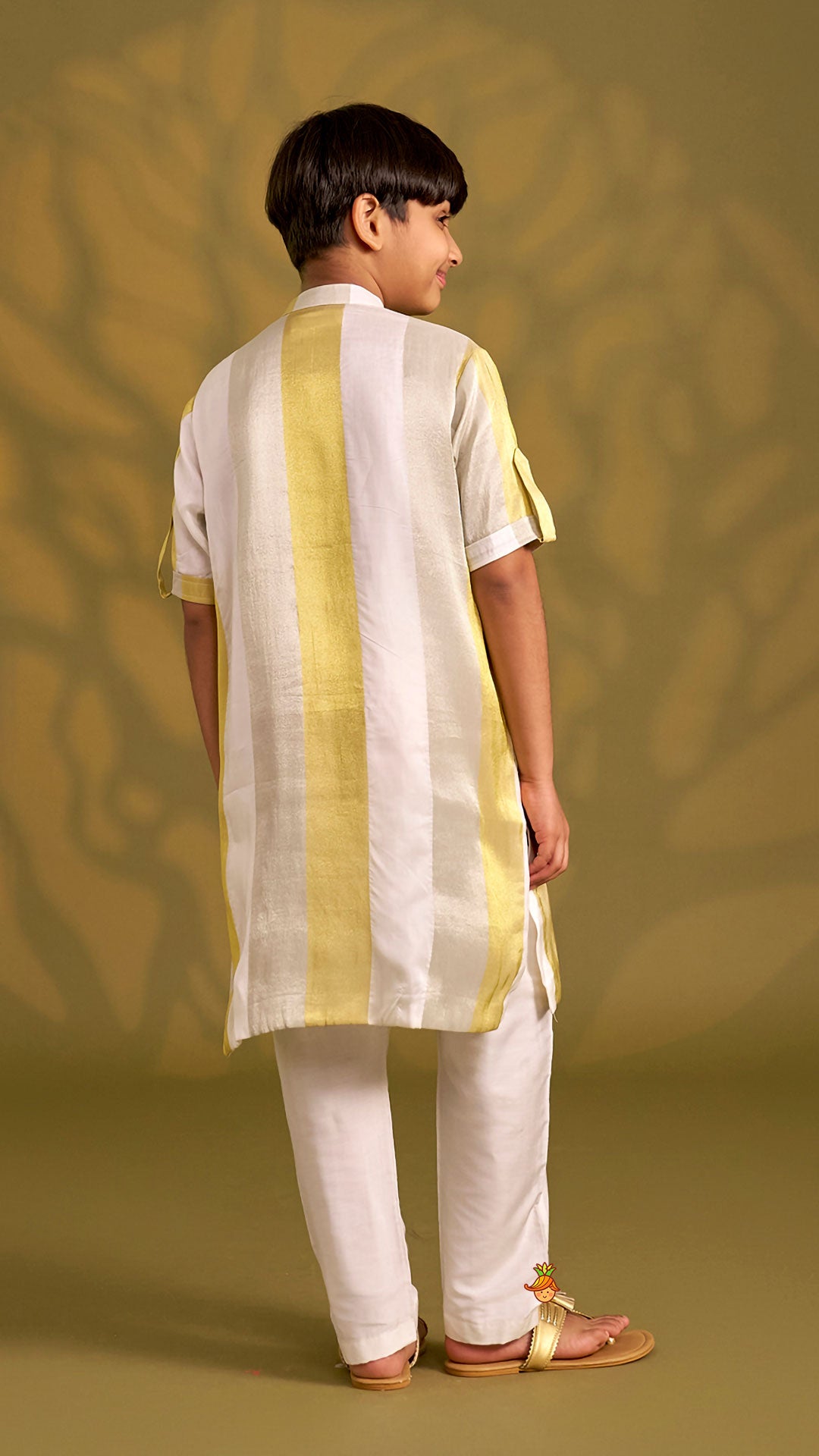 Sheen Floral Patchwork Stripe Kurta With Pyjama