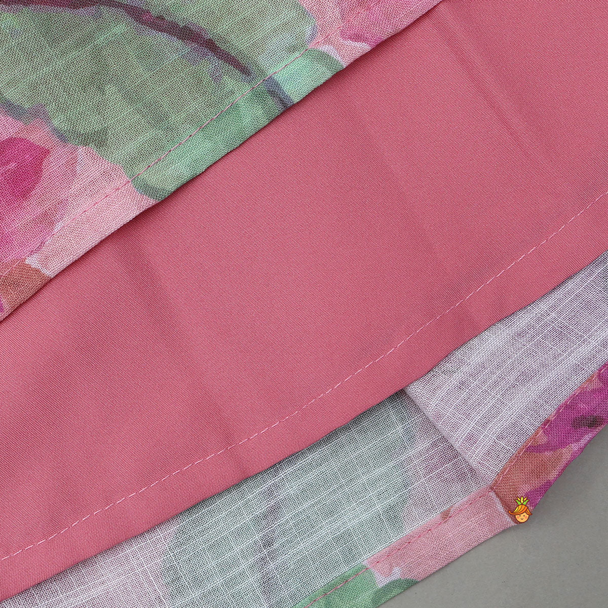 Pleated Yoke Floral Printed Top And Lehenga With Net Dupatta