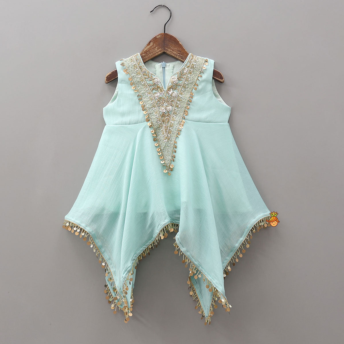 Stylish Embroidered Kaftan Style Kurti With Flared Palazzo