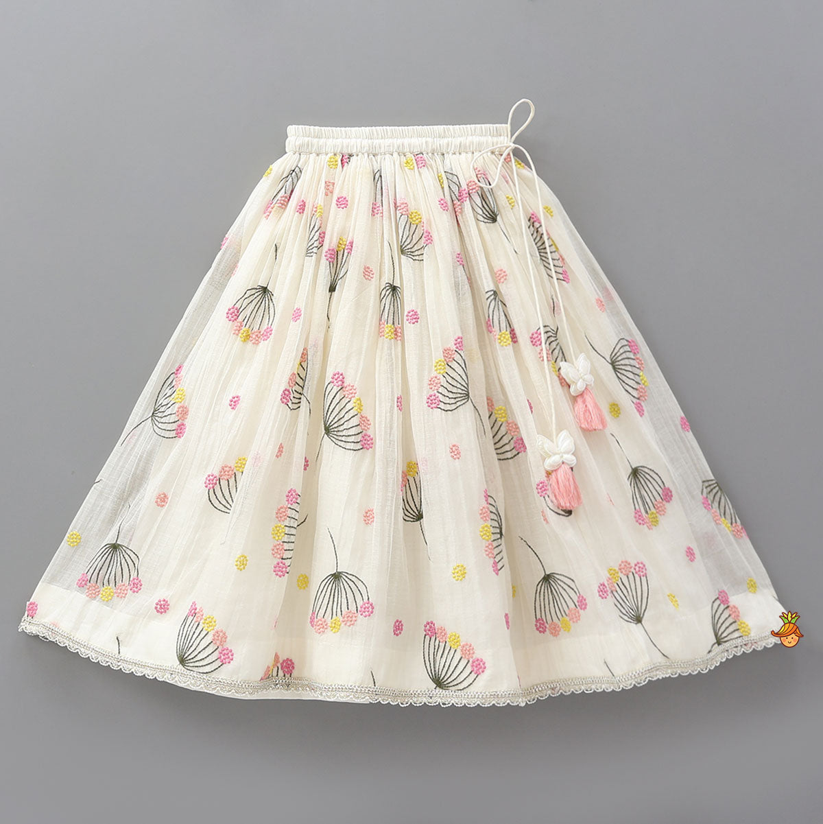 Soft Floral Tie Back Crop Top With Lehenga