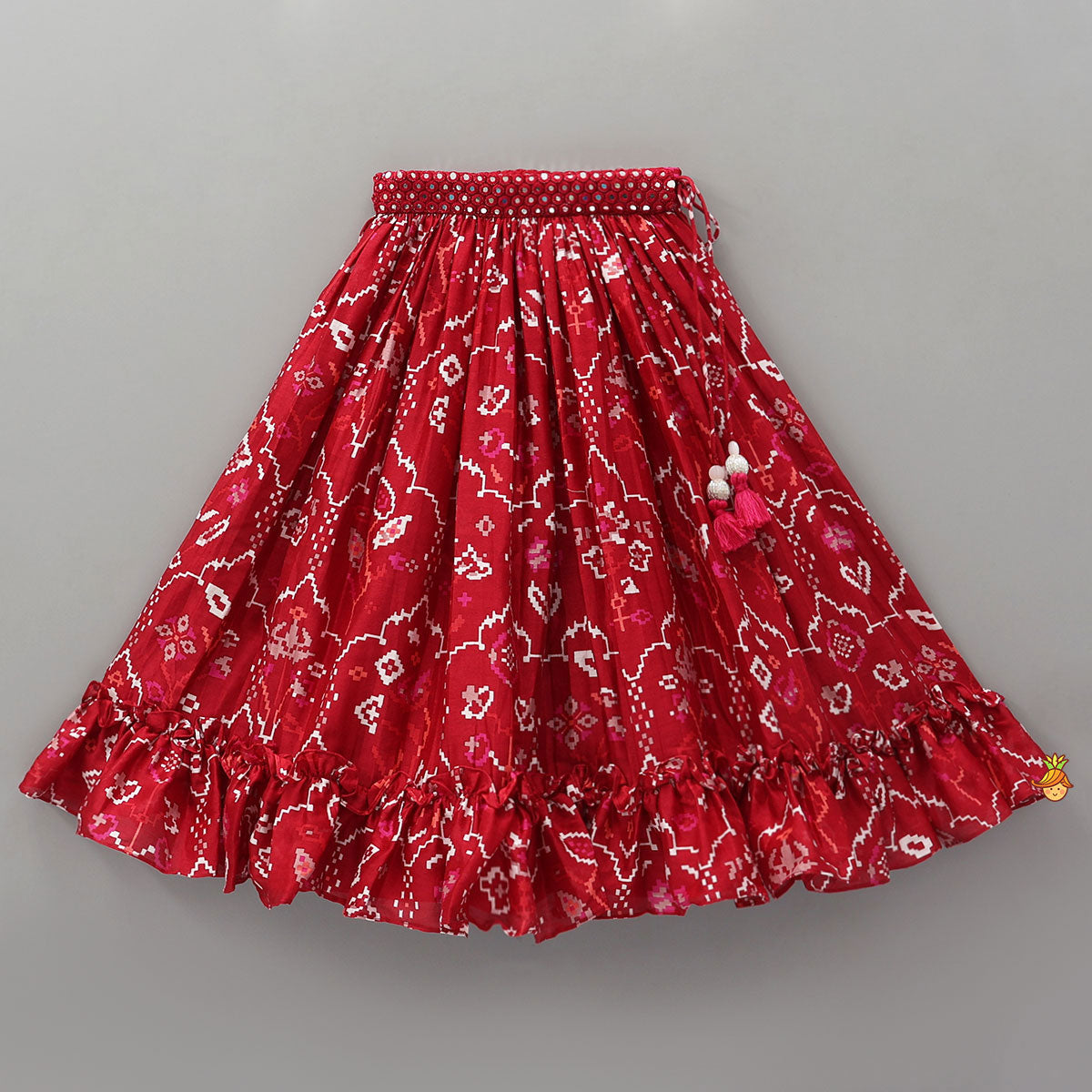Scalloped Crop Top And Lehenga