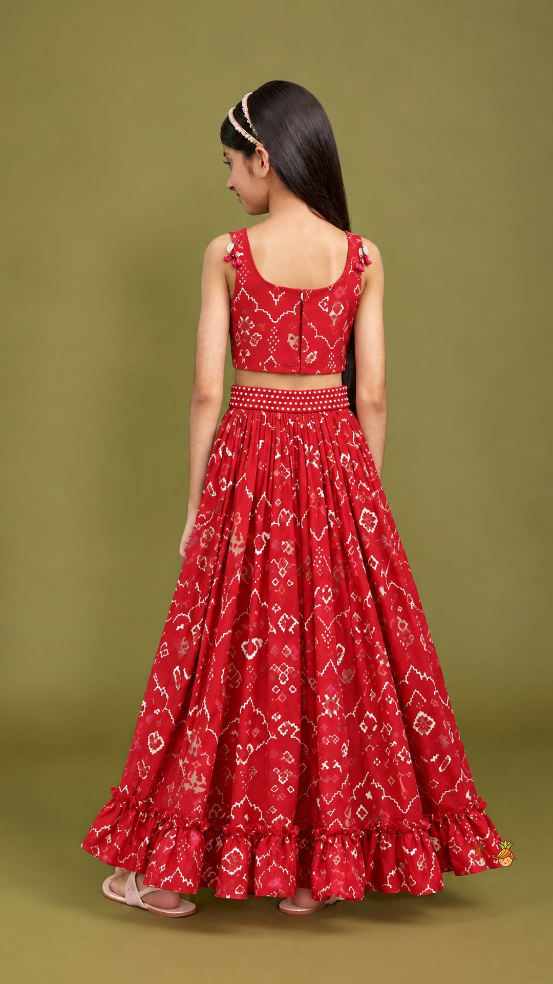 Scalloped Crop Top And Lehenga