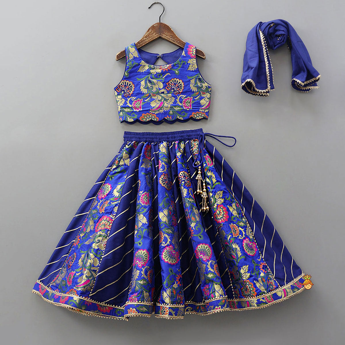 Gorgeous Brocade Crop Top And Lehenga With Matching Dupatta
