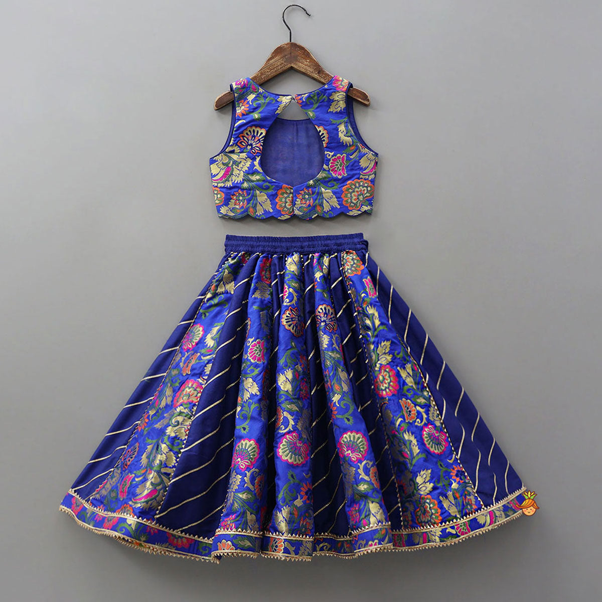 Gorgeous Brocade Crop Top And Lehenga With Matching Dupatta