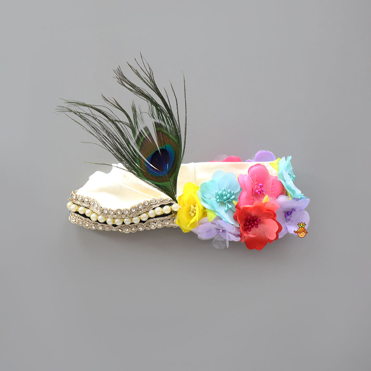 Floral Embellished Head Band With Mor Pankh