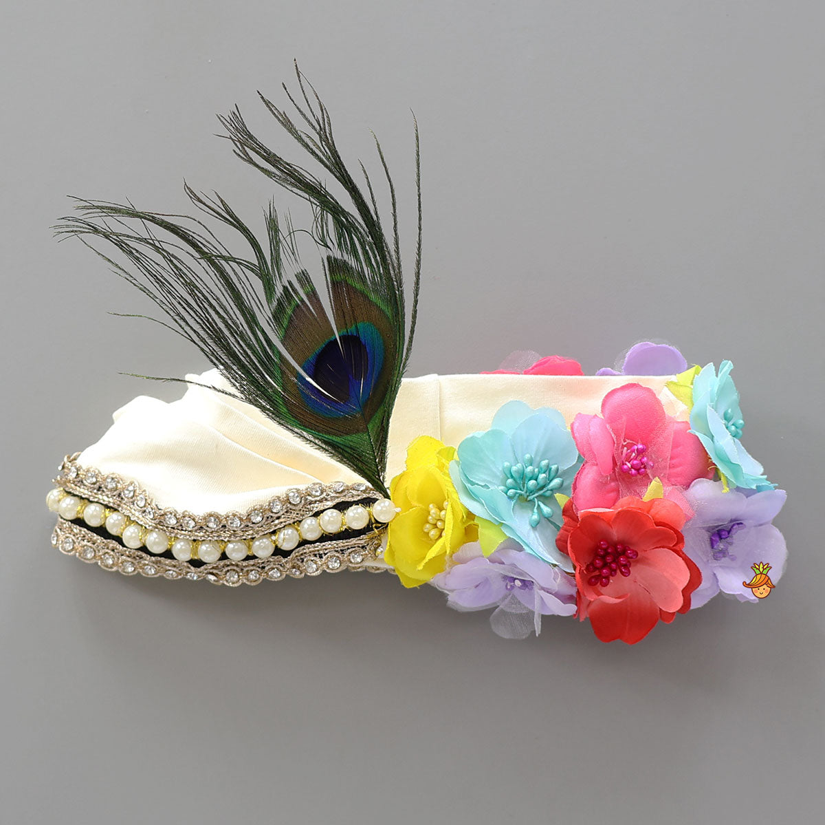 Floral Embellished Head Band With Mor Pankh