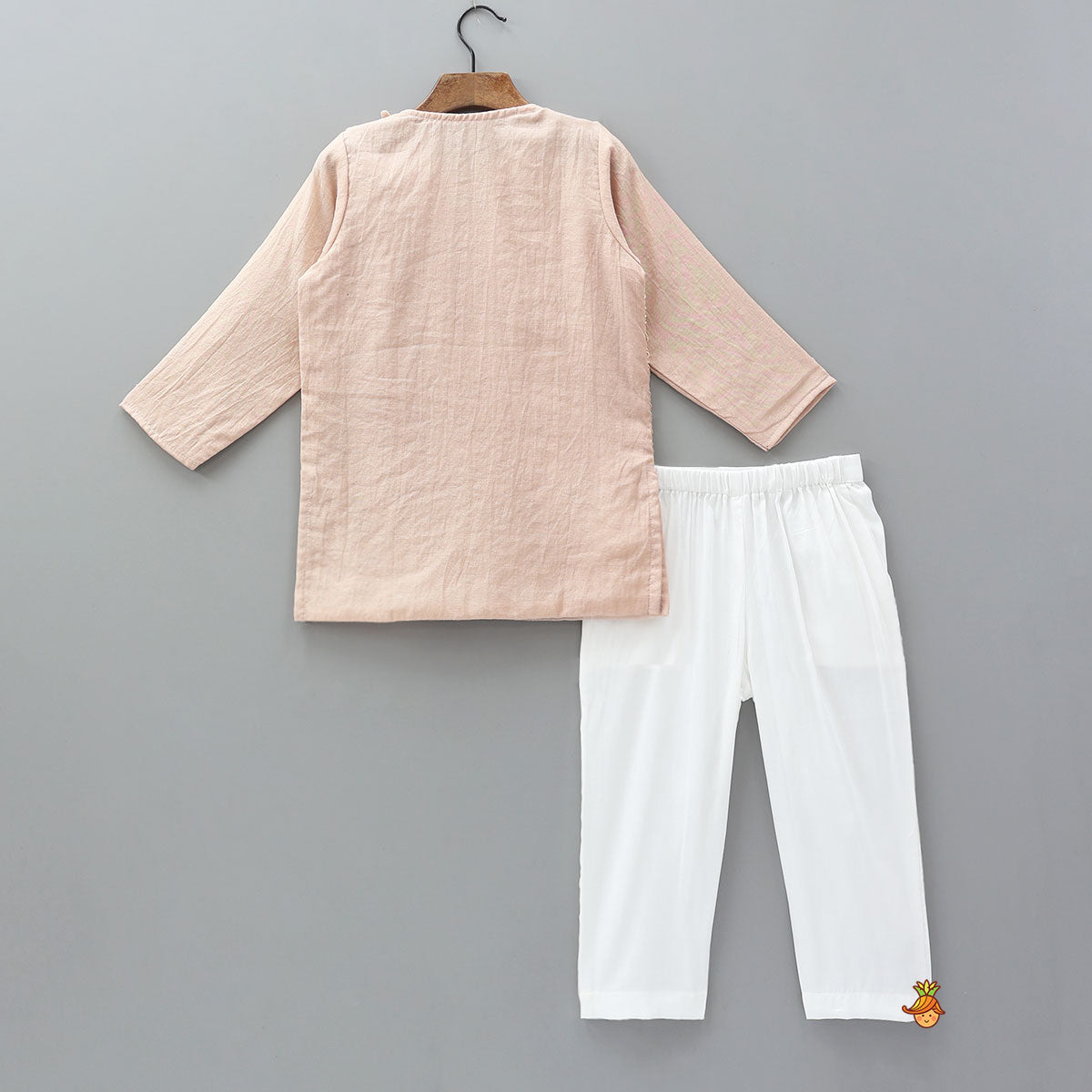 Asymmetrical Cord Embroidered Kurta with Pyjama