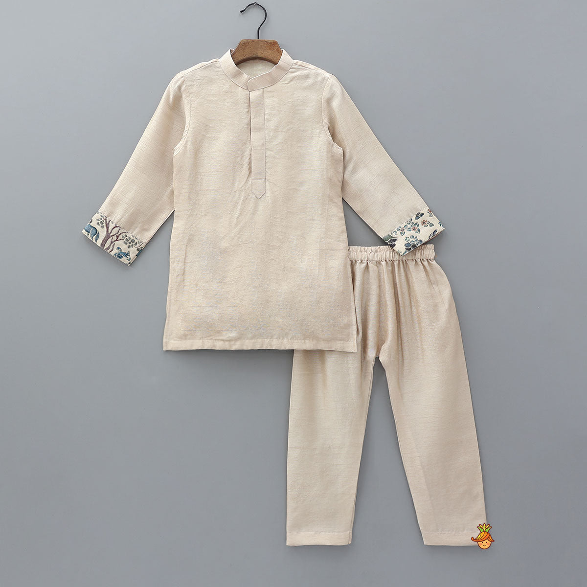Ethnic Kurta With Animal Motif Jacket And Pyjama