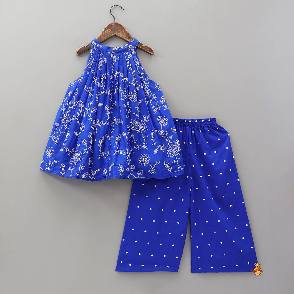 Thread Embroidered Flared Kurti And Palazzo