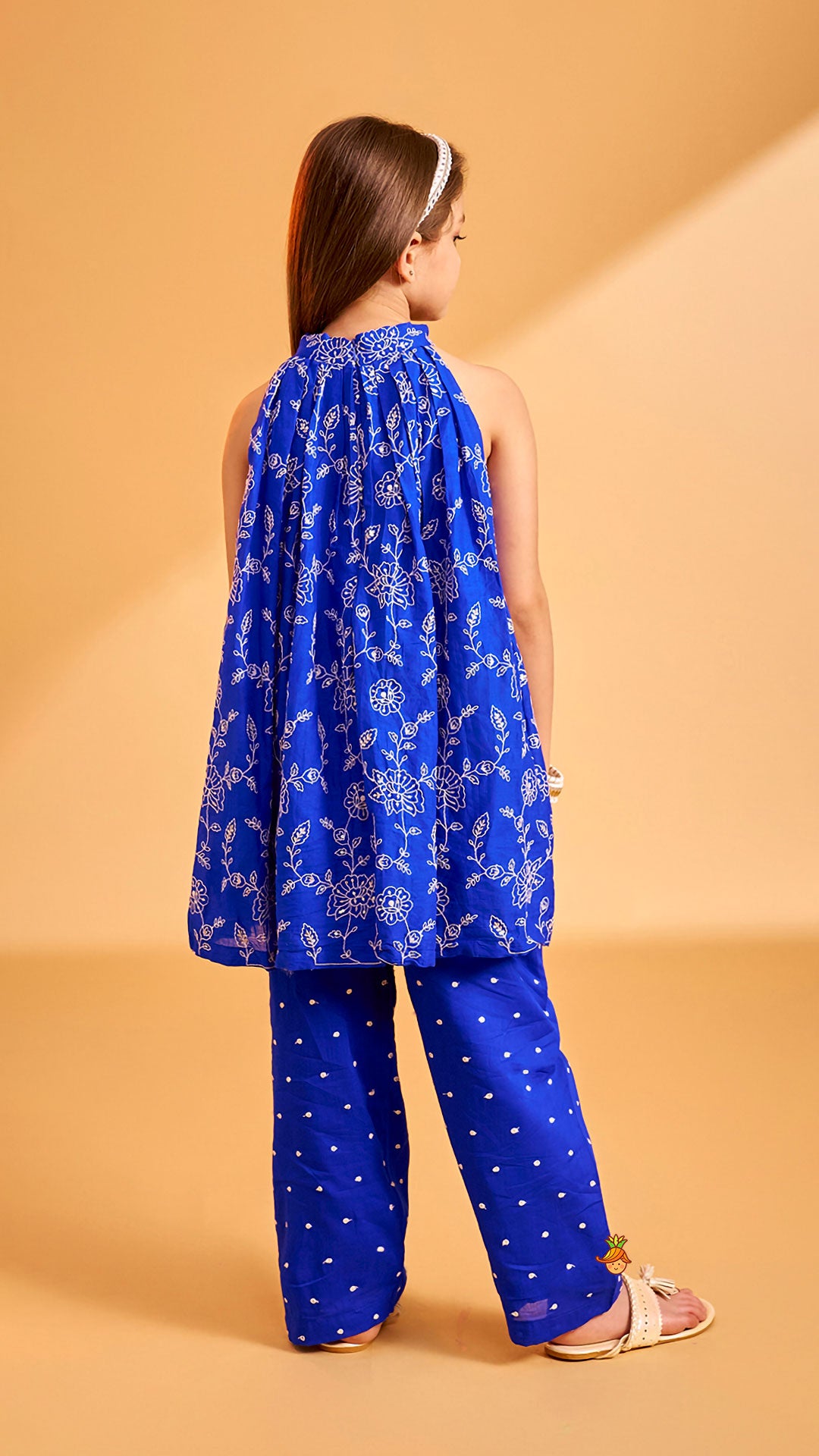 Thread Embroidered Flared Kurti And Pant
