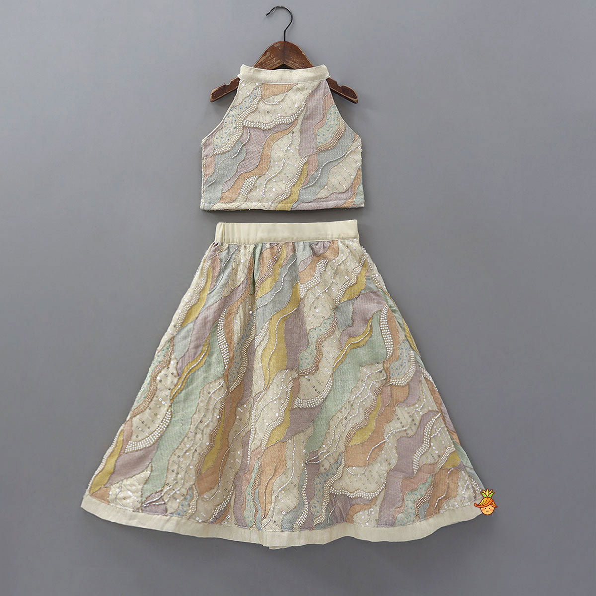 Abstract Embroidered Pattern Skirt And Top