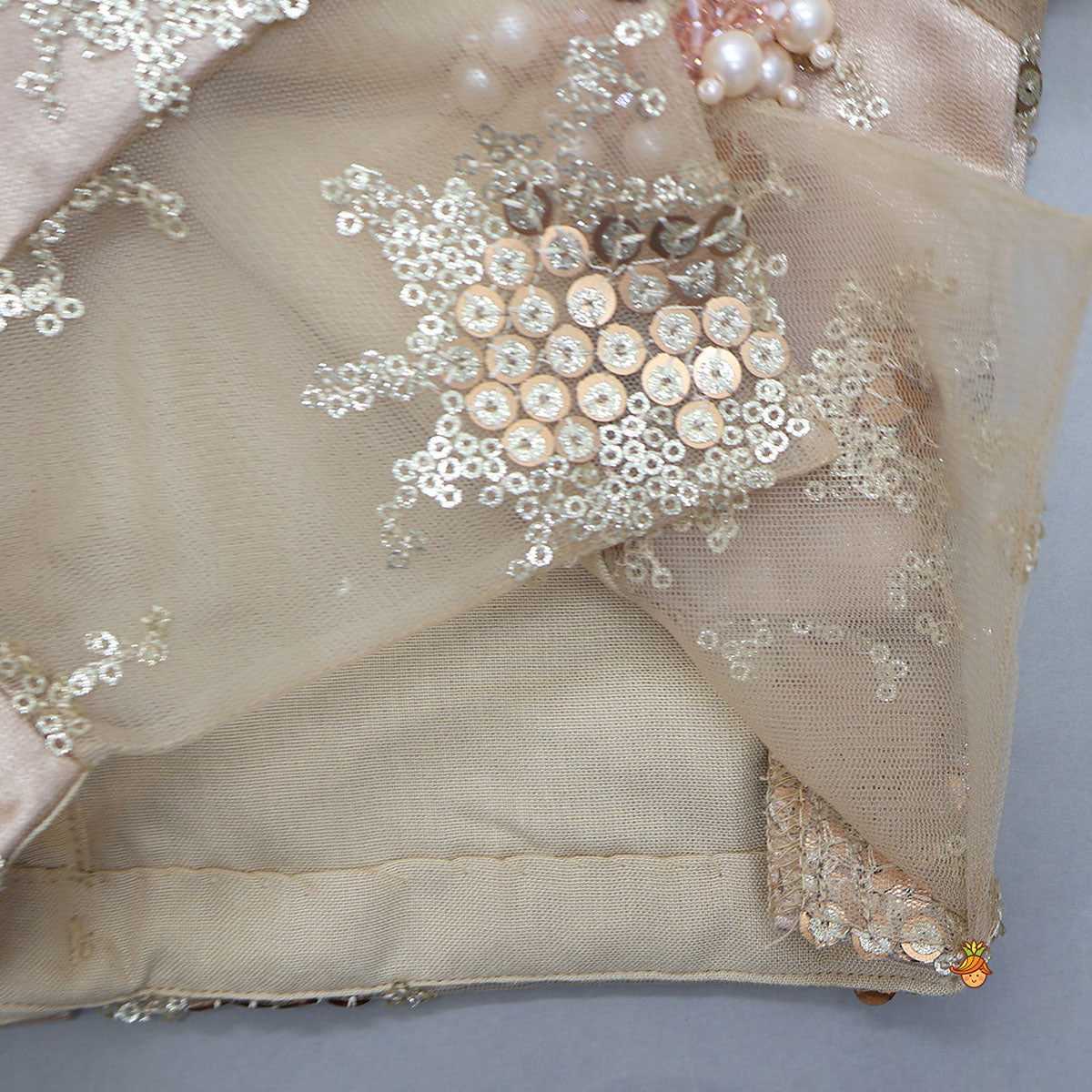 Stylish Front-Cut Crop Top With Lehenga And Dupatta With Hair Clip
