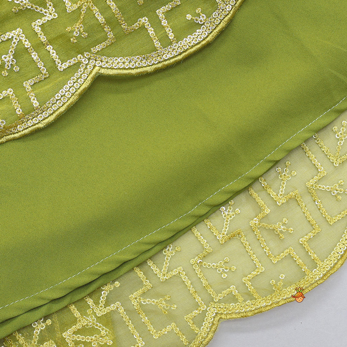 Organza Top And Lehenga With Handmade Tassel Detailing