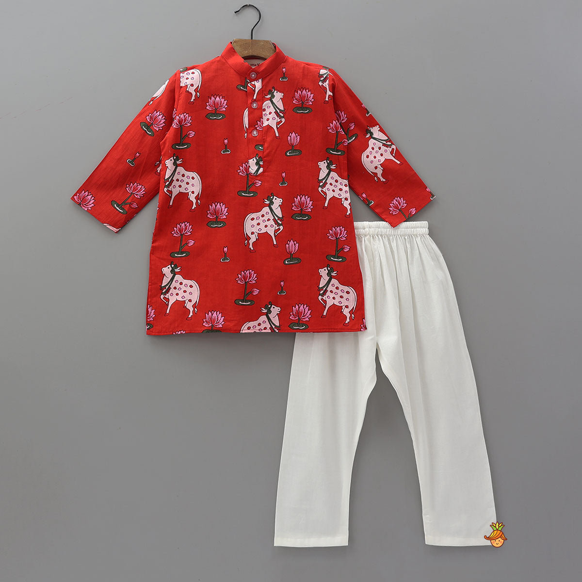 Lotus Printed Ethnic Kurta With Jacket And Churidar