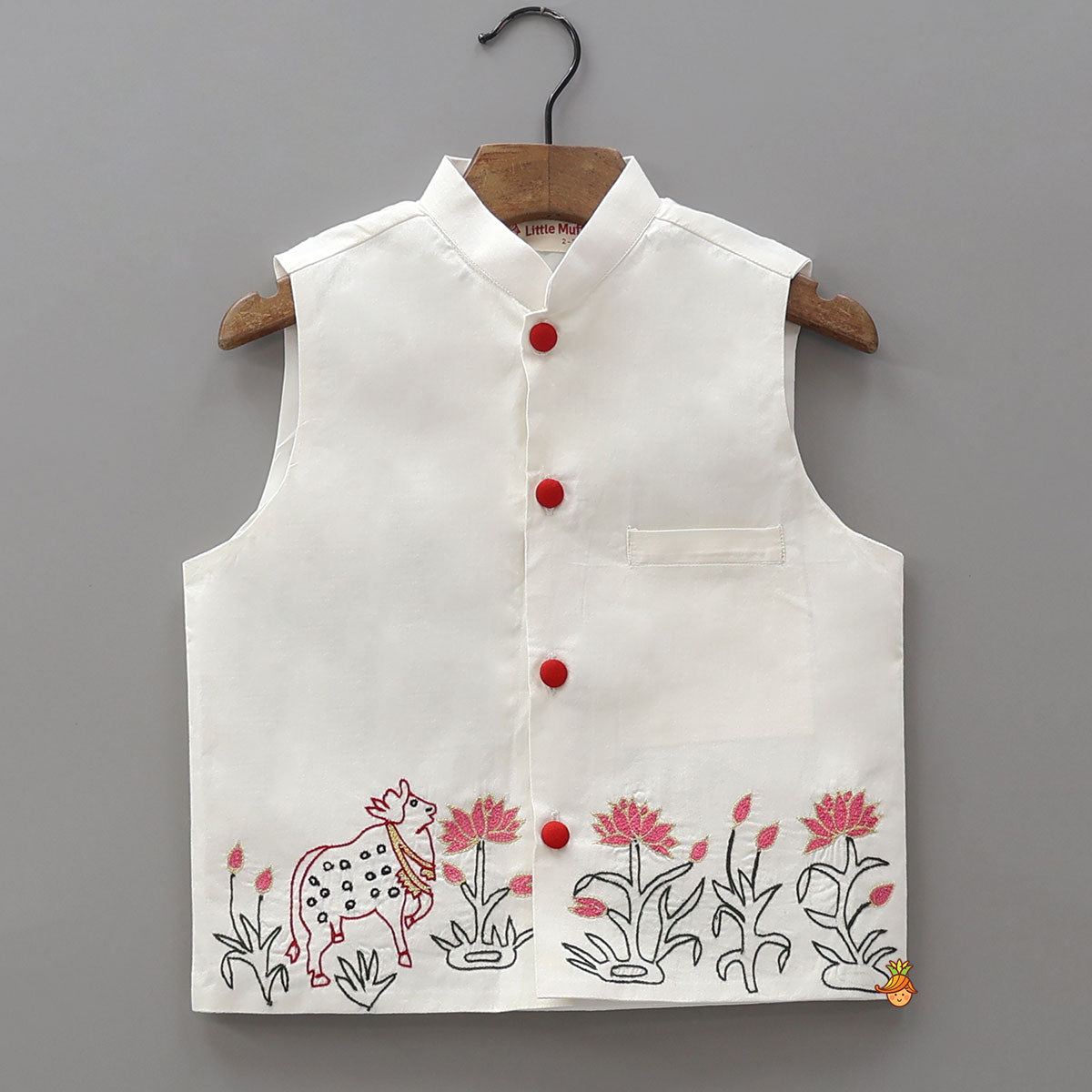 Lotus Printed Ethnic Kurta With Jacket And Churidar