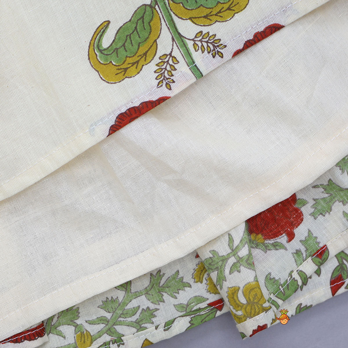 Printed Ethnic Kurti With Decorative Potli Buttons