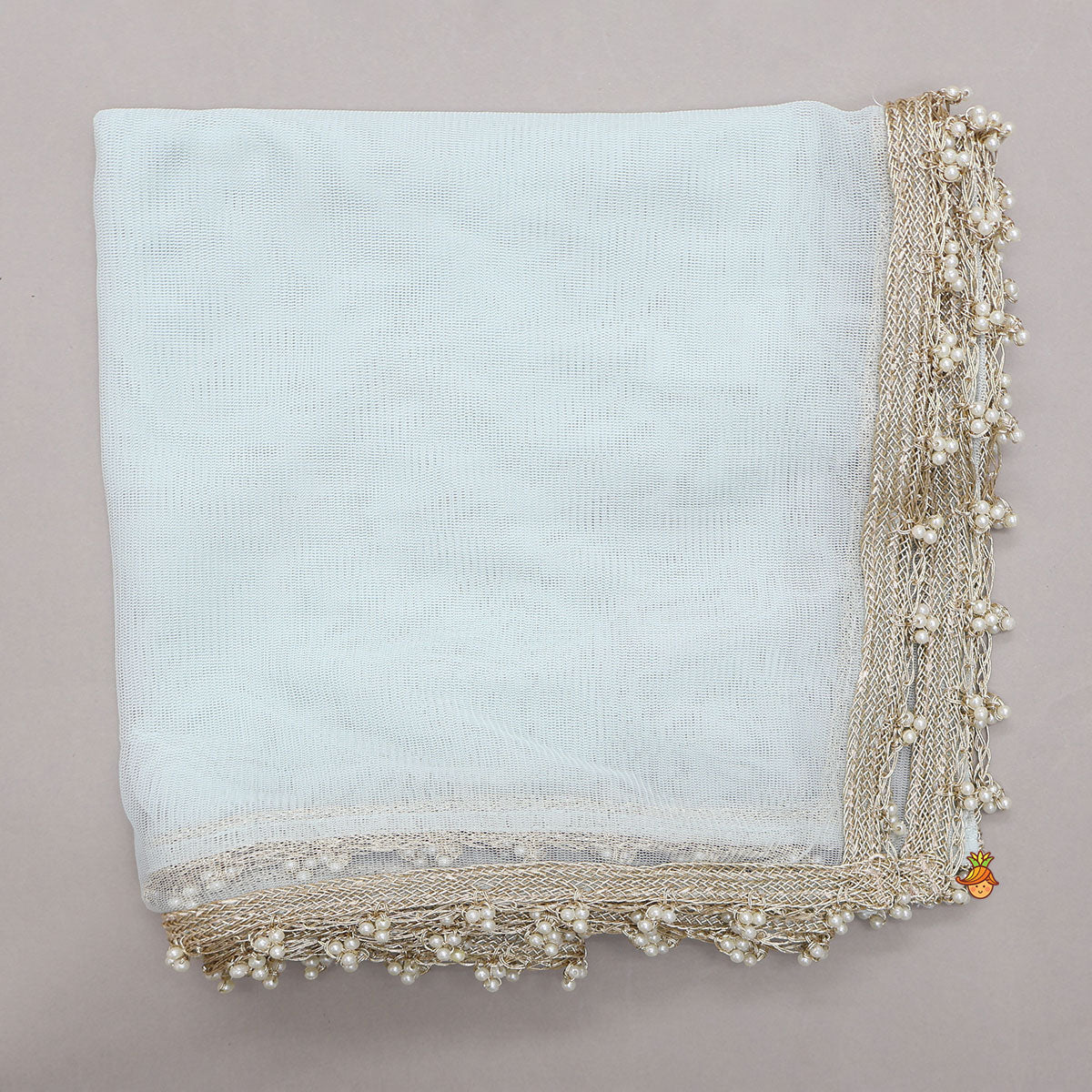 Hand Embroidered Pleated Armhole Top And Lehenga With Net Dupatta