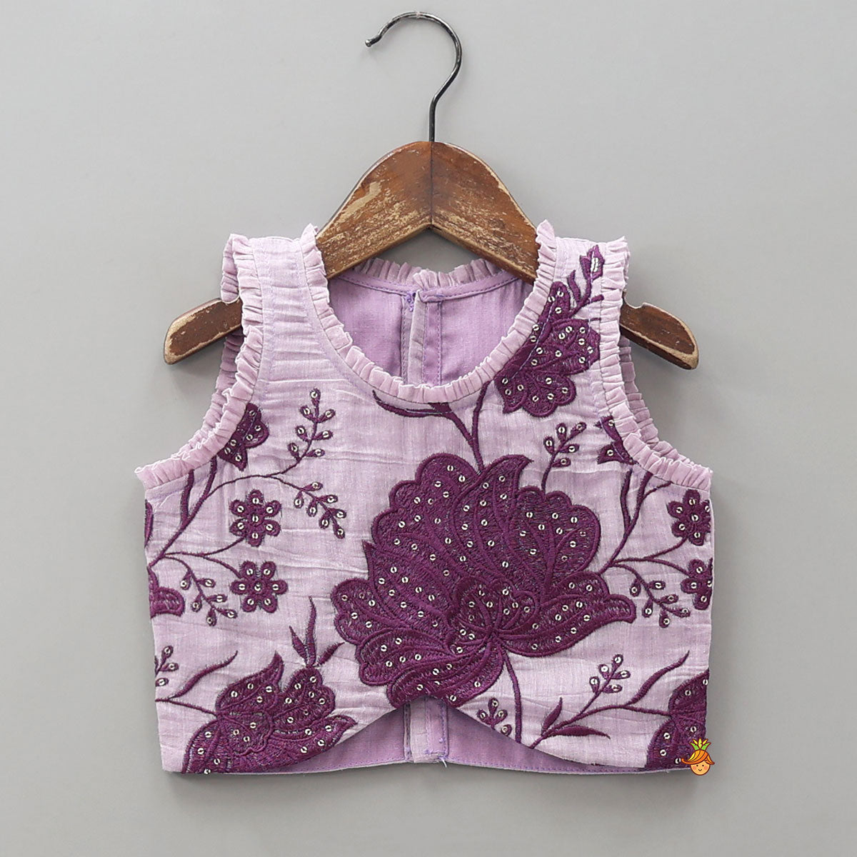 Lavender Floral Embroidered Top And Lehenga