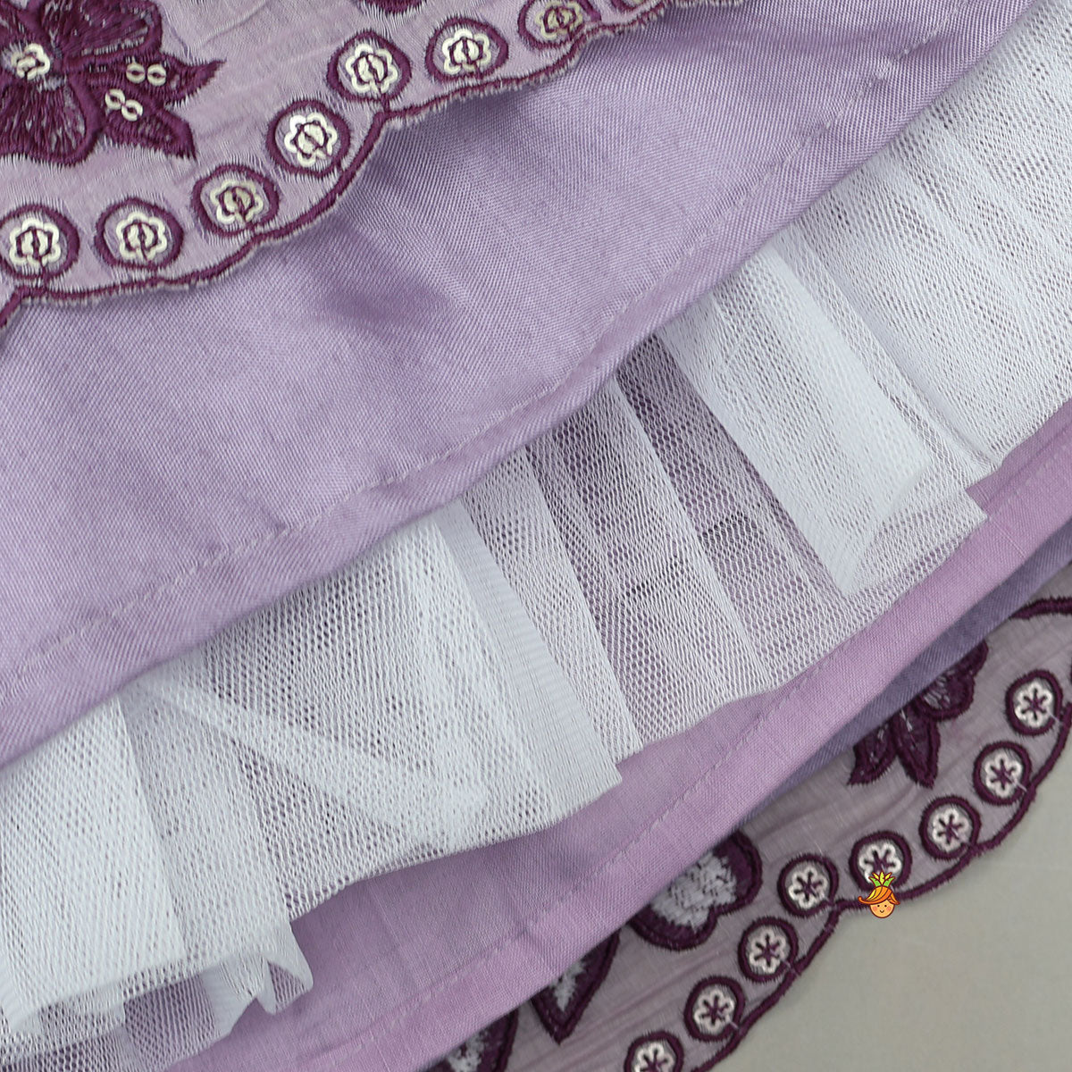 Lavender Floral Embroidered Top And Lehenga