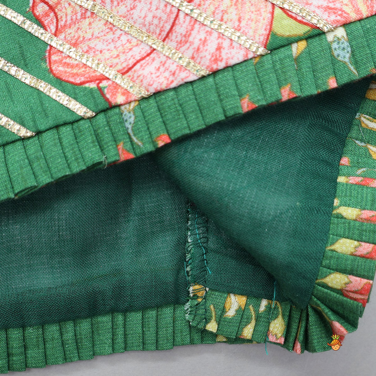 Floral Printed Lace Detailed Top And Lehenga With Dupatta