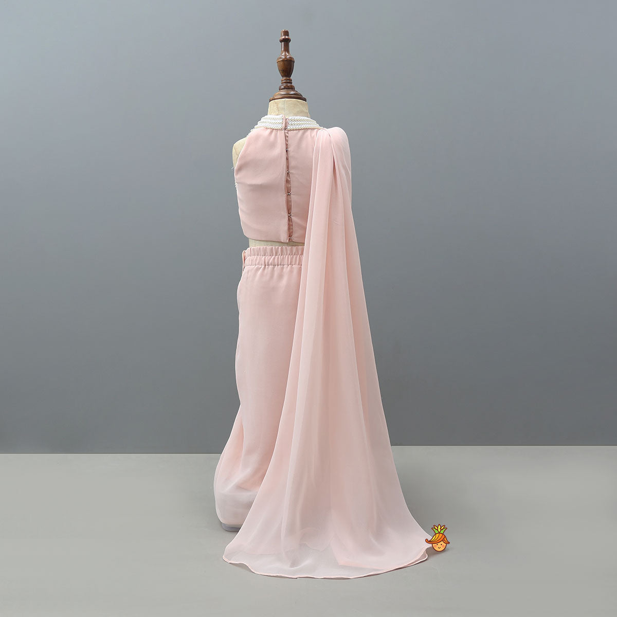Stunning Faux Pearls Detailed Pre Draped Saree