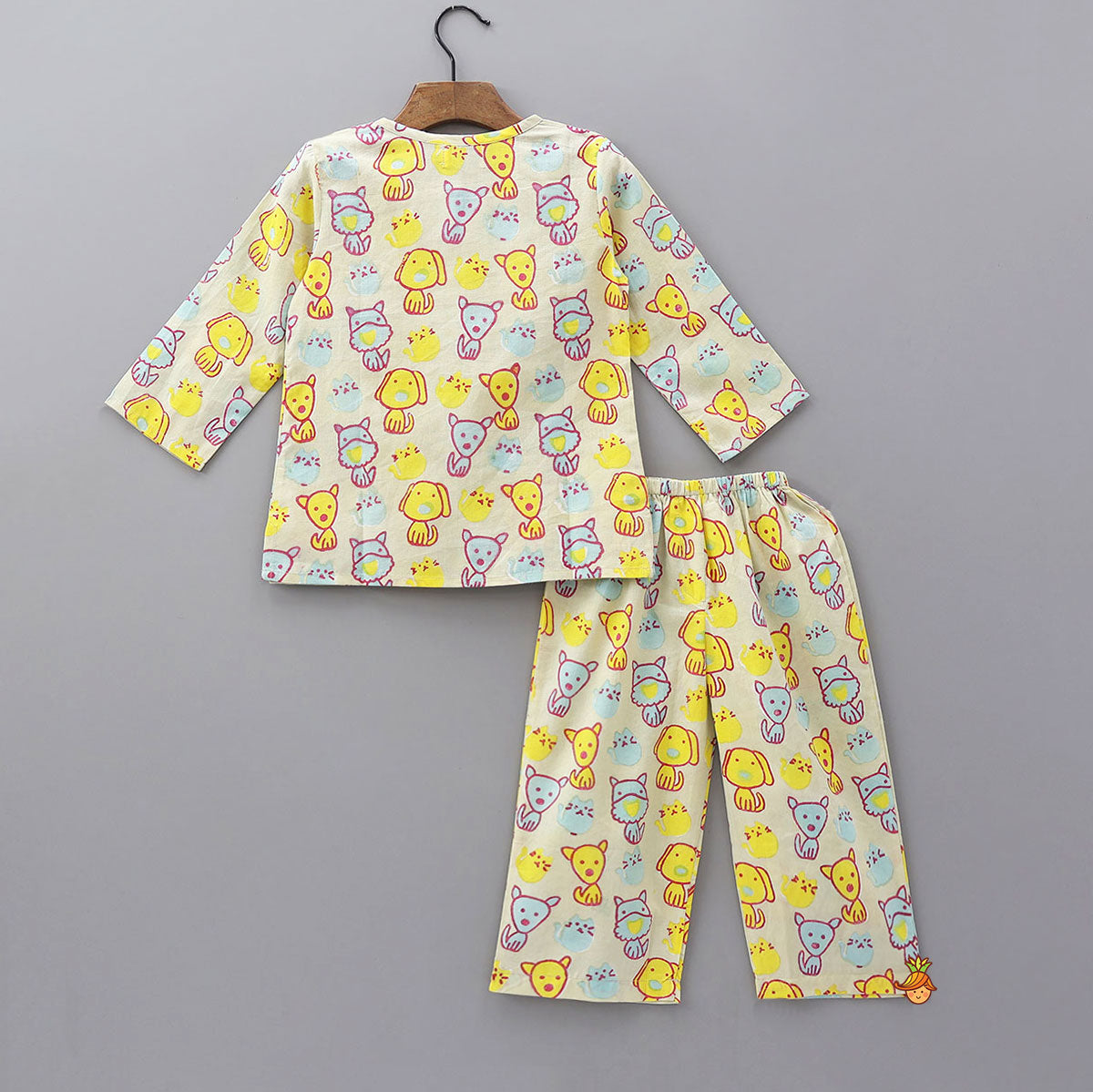 Playful Animal Block Print Kurta and Pyjama Sleepwear