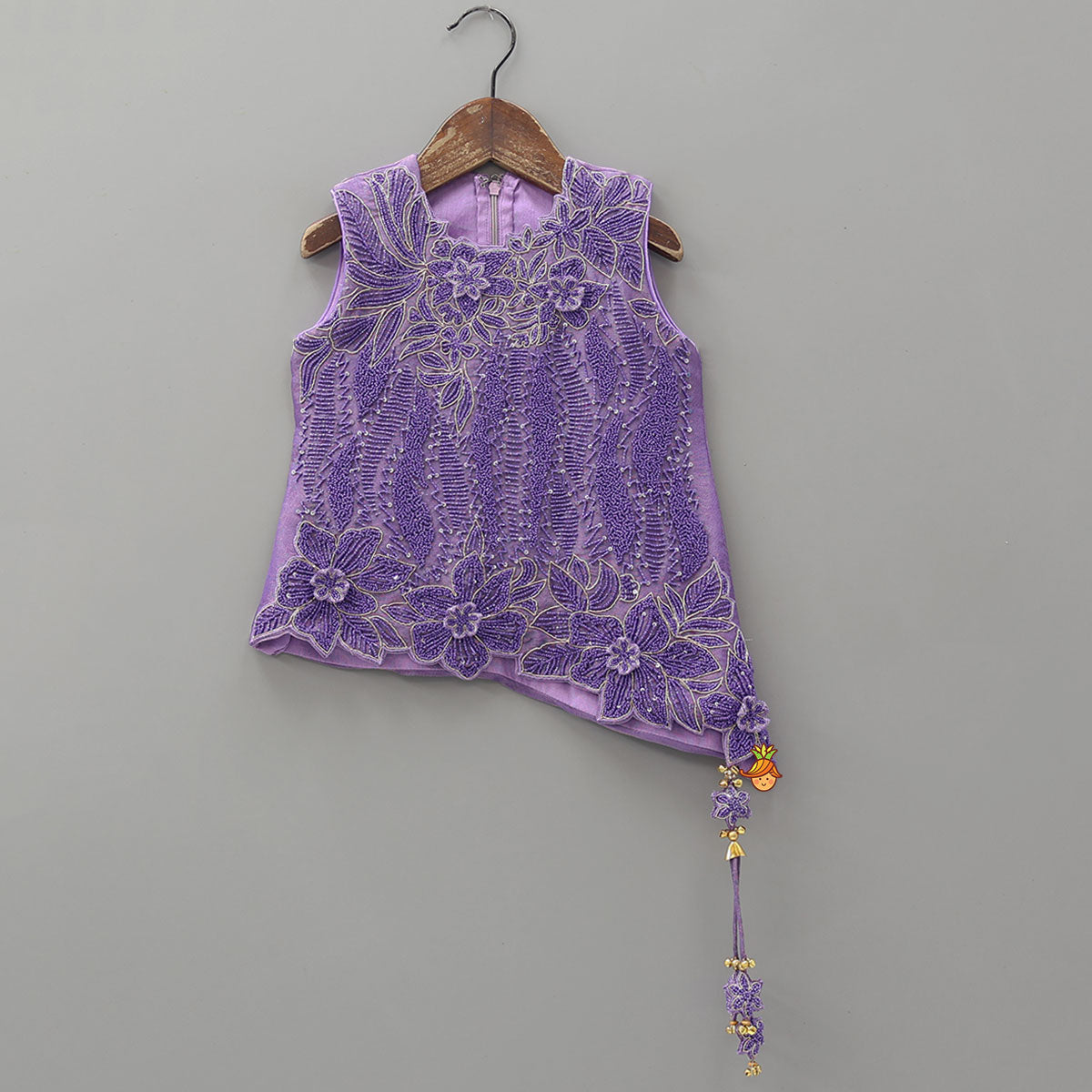 Asymmetric Hem Shimmery Kurti And Lehenga