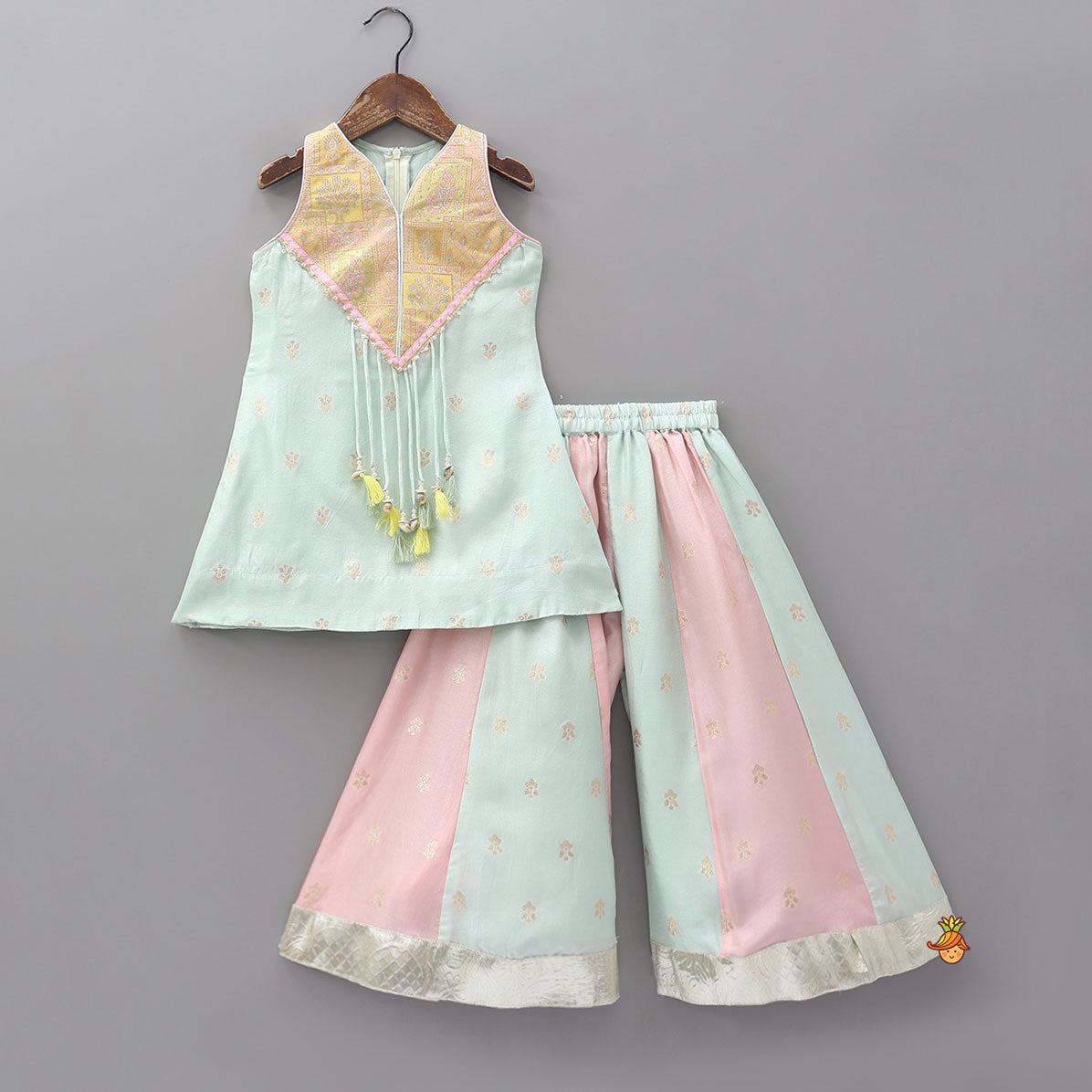Ethnic Sleeveless Kurti With Wide-Leg Palazzo