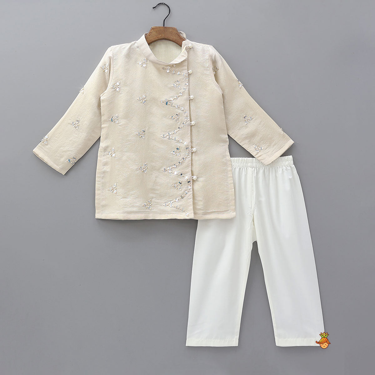 Faux Mirror Work Shimmery Kurta And Pyjama