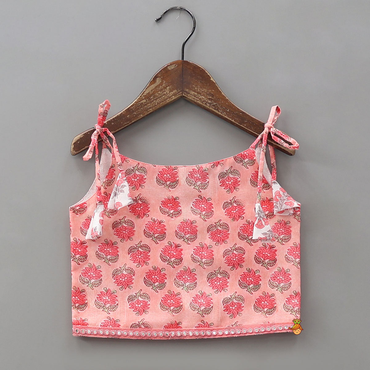 Tie Up Straps Floral Printed Top And Lehenga