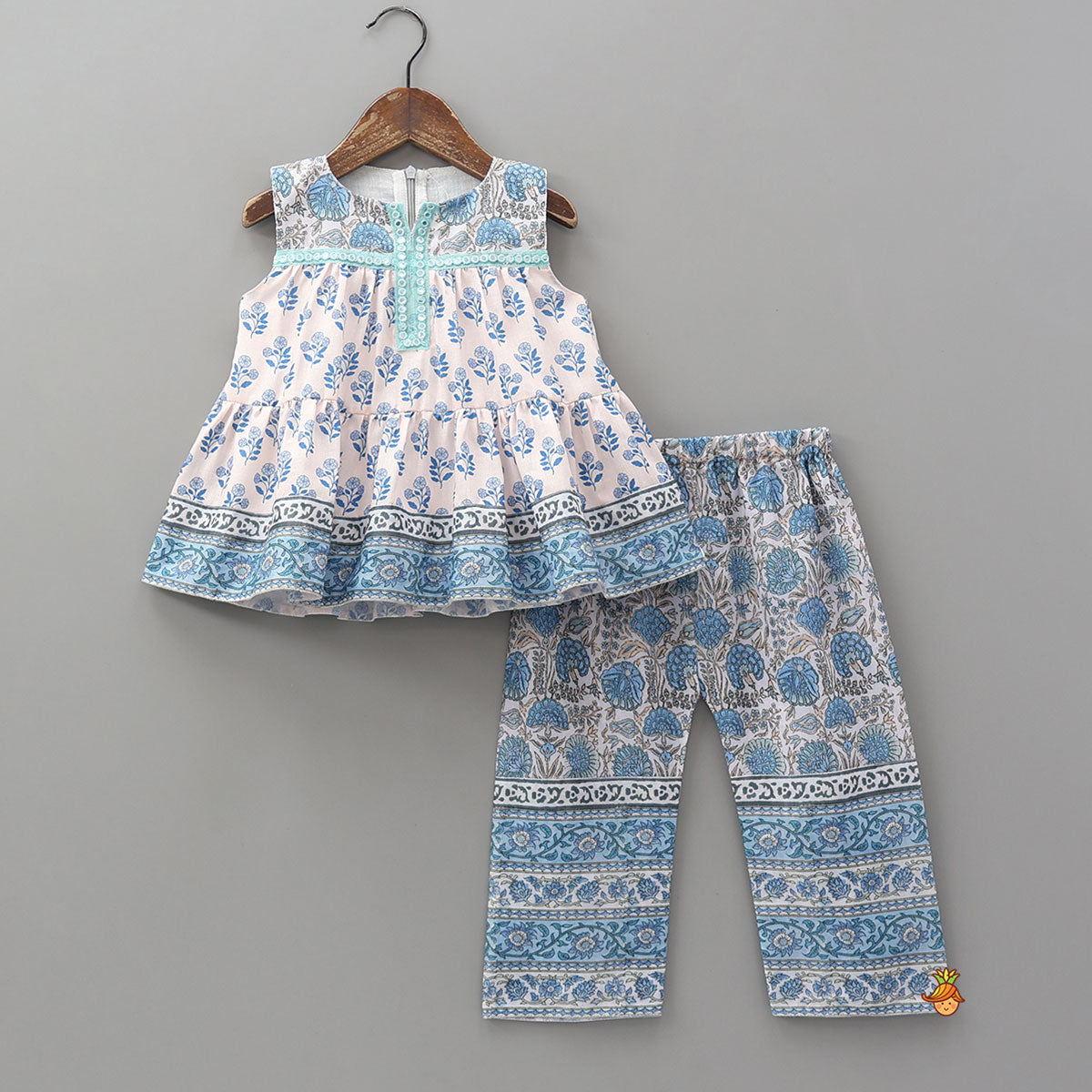 Faux Mirror Lace Work Sleeveless Top And Pant