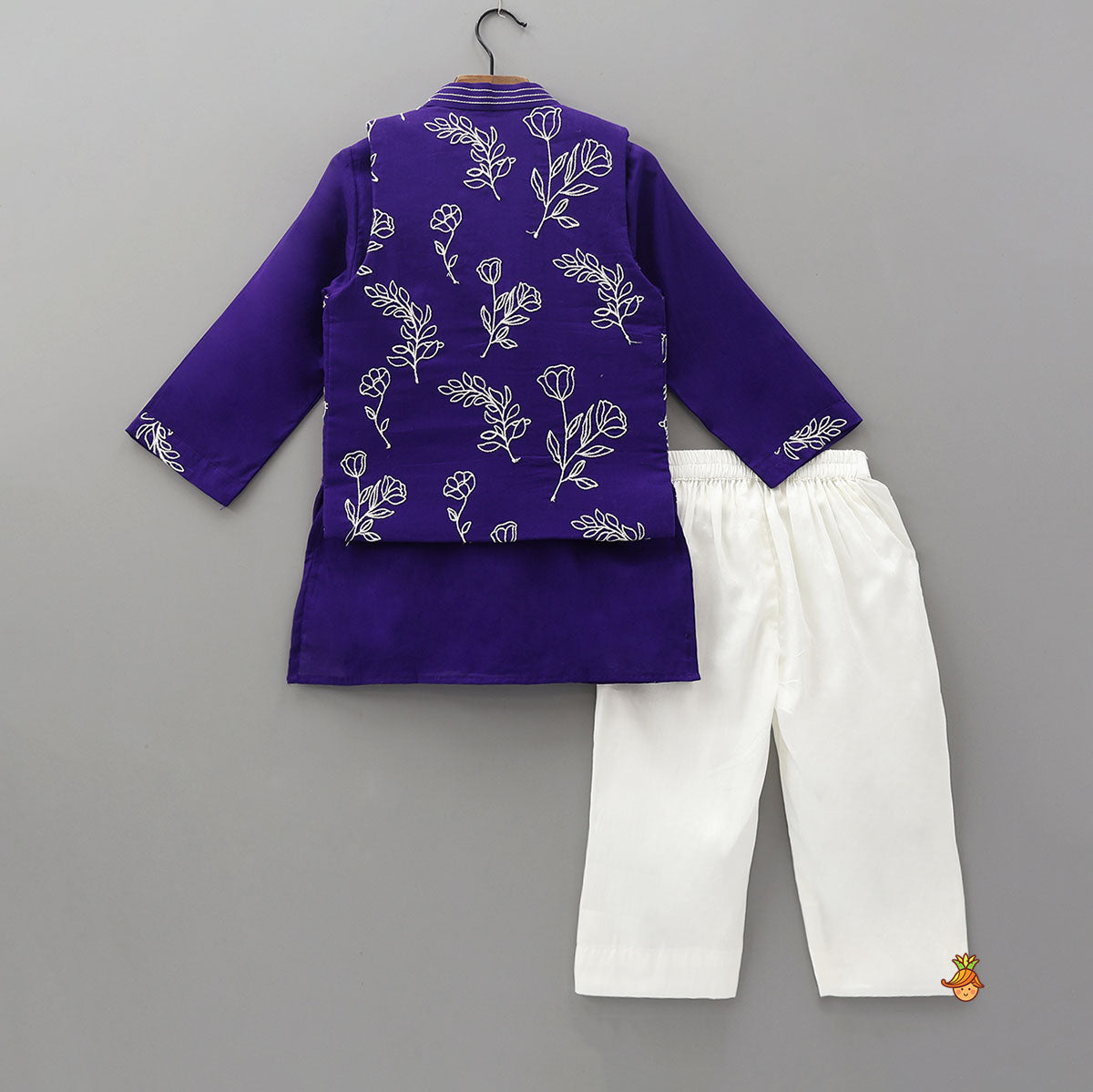Purple Kurta With Beautiful Embroidered Jacket And Pyjama