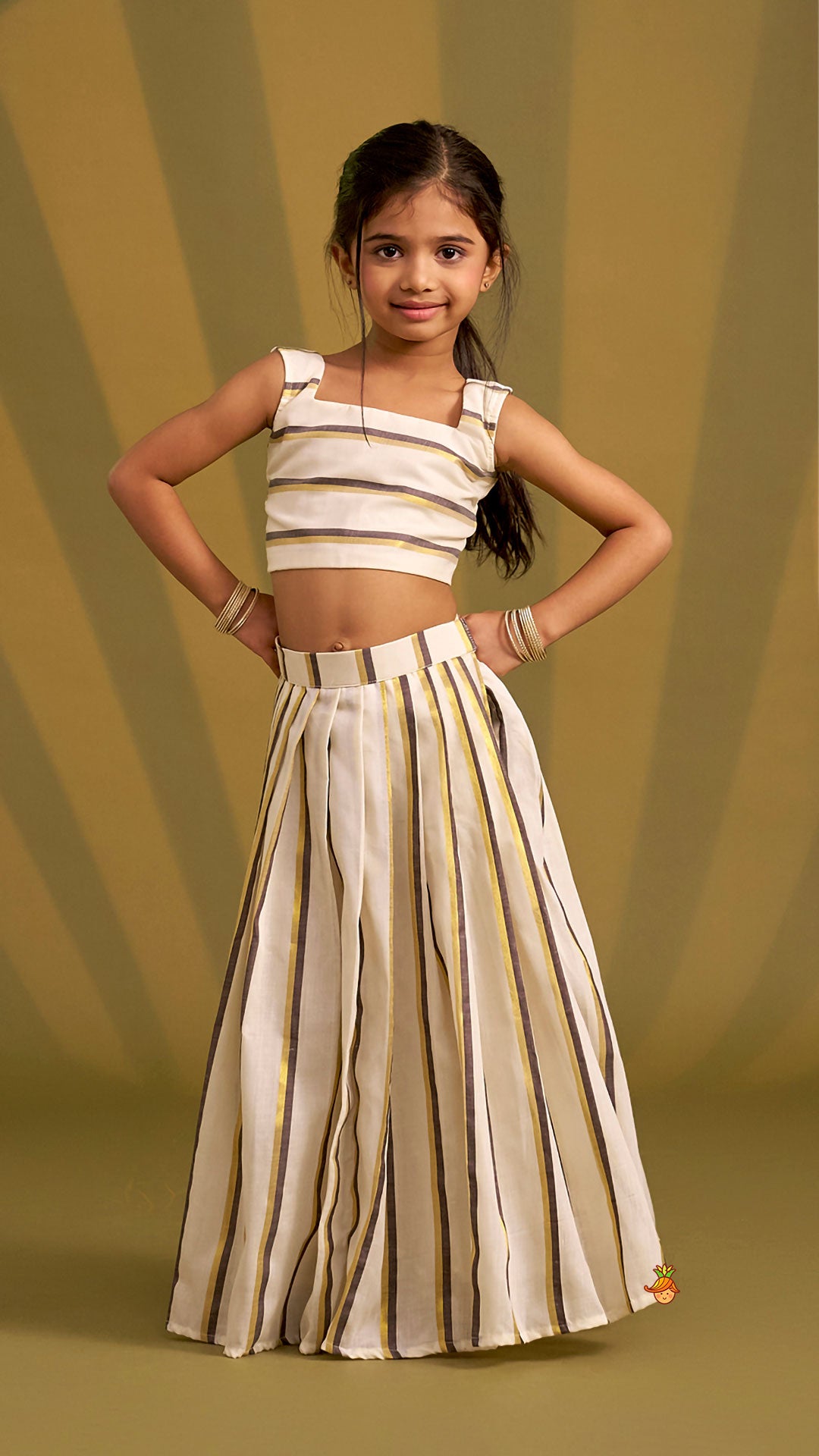 Classic Striped Top And Lehenga